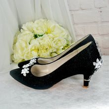 Load image into Gallery viewer, Glitter Shimmer Low Kitten Heel Bridal Pump
