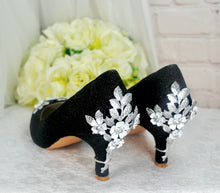 Load image into Gallery viewer, Glitter Shimmer Low Kitten Heel Bridal Pump
