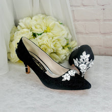 Load image into Gallery viewer, Glitter Shimmer Low Kitten Heel Bridal Pump
