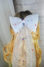 Load image into Gallery viewer, White with Rainbow Pearl Bride Hair Bow
