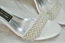 Load image into Gallery viewer, Ivory Block Heel Wedding Shoes with Pearl Details and Ankle Strap  UK5/US7.5
