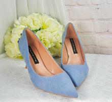 Load image into Gallery viewer, Blue Suede Bridal Shoes 6cm Heel  Size UK8/US10.5
