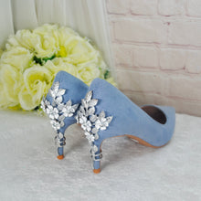 Load image into Gallery viewer, Blue Suede Bridal Shoes 6cm Heel  Size UK8/US10.5
