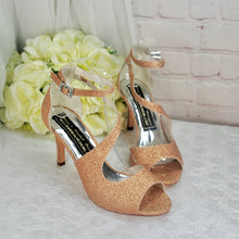 Load image into Gallery viewer, Rose Gold Glitter Sandals  UK5/US7.5
