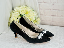 Load image into Gallery viewer, Glitter Shimmer Low Kitten Heel Bridal Pump
