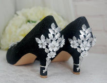 Load image into Gallery viewer, Glitter Shimmer Low Kitten Heel Bridal Pump
