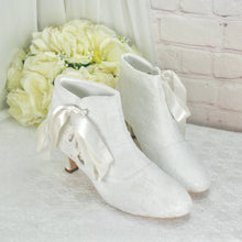 Load image into Gallery viewer, Lace Bridal Boots with Chunky Low Heel
