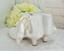 Load image into Gallery viewer, Lace Bridal Boots with Chunky Low Heel
