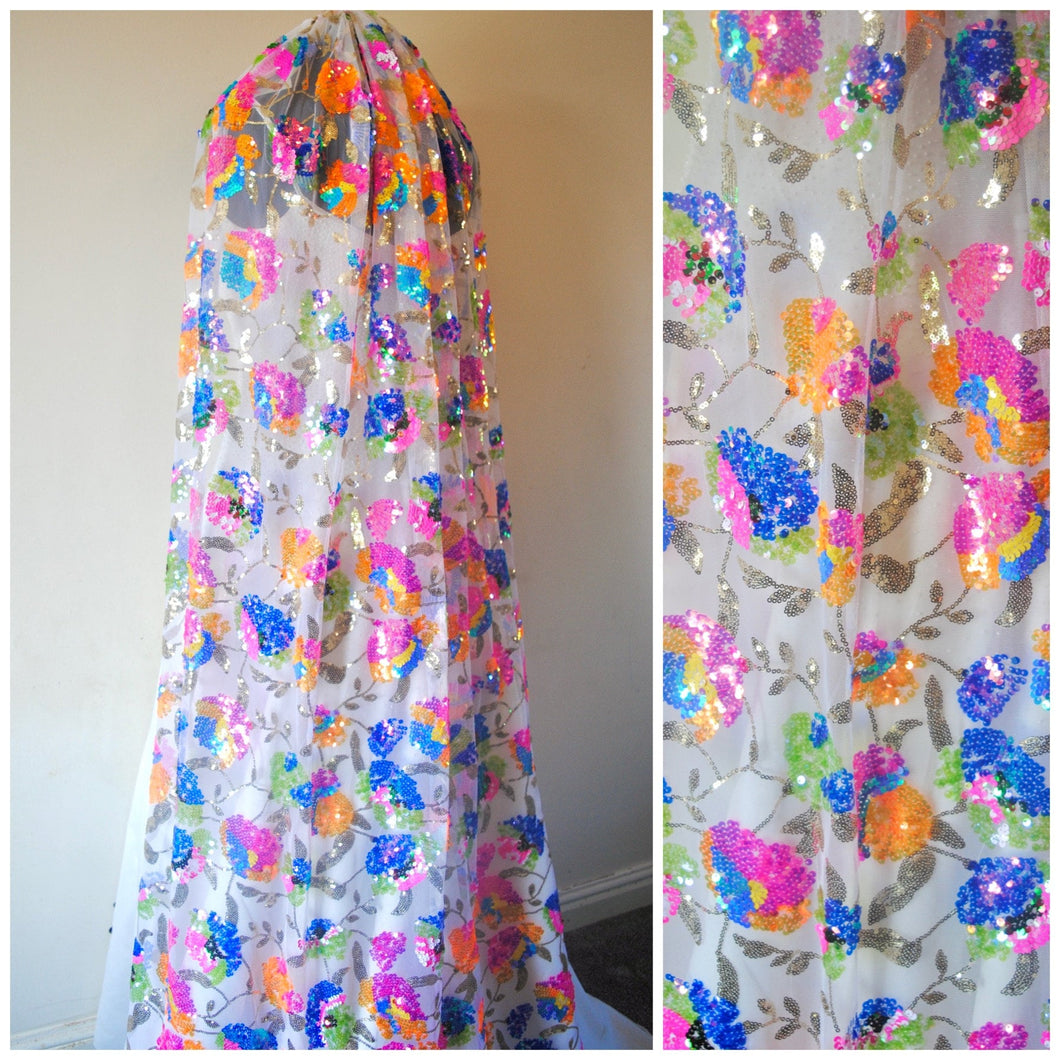 MulitColoured Floral Bridal Veil