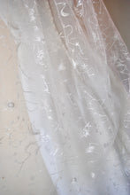 Load image into Gallery viewer, White Embroidered Celestial Bridal Veil, Soft Tulle with Sequin Stars Wedding Veil
