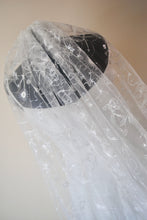 Load image into Gallery viewer, White Embroidered Celestial Bridal Veil, Soft Tulle with Sequin Stars Wedding Veil
