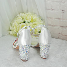 Load image into Gallery viewer, Embroidered Block Heel Bridal Shoes with Silk Butterflies
