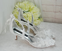 Load image into Gallery viewer, Embroidered White Butterfly Sandals Size UK7/US9.5
