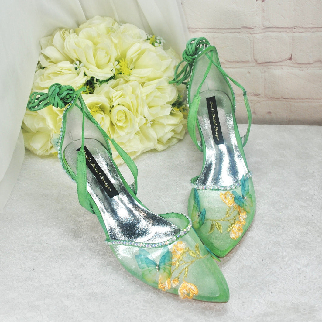 Sage Green Sandals with 'Butterfly' Size UK7/US9.5