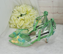 Load image into Gallery viewer, Sage Green Sandals with &#39;Butterfly&#39; Size UK7/US9.5
