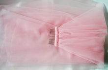 Load image into Gallery viewer, Handmade Bridal Veil | Pastel Pink Soft Tulle Fingertip Veil 100cm with Comb
