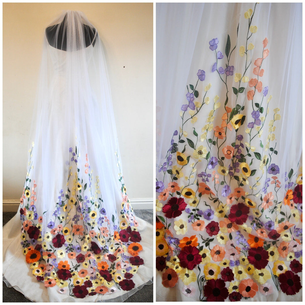 Floral Embroidered Veil