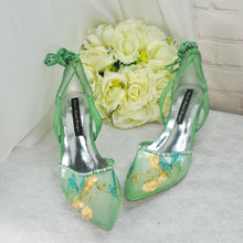 Load image into Gallery viewer, Sage Green Sandals with &#39;Butterfly&#39; Size UK7/US9.5
