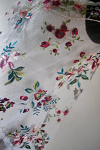 Load image into Gallery viewer, Embroidered Floral Shawl Scarf Wrap Head Covering Mantilla Veil Wedding Veil Alternative
