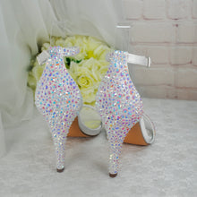 Load image into Gallery viewer, Wedding Day Elegance Sparkling Bridal Heels Classic White Bride Shoes Matching Clutch Bag
