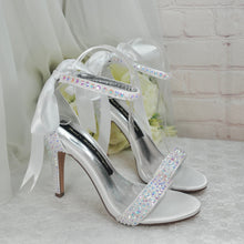 Load image into Gallery viewer, Crystal Sparkling Bridal Heels with Matching Clutch Bag
