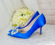 Load image into Gallery viewer, Satin Court Shoe with Designer Square Crystal Decoration - Other Colours
