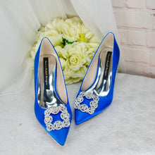 Load image into Gallery viewer, Satin Court Shoe with Designer Square Crystal Decoration - Other Colours
