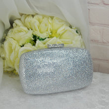 Load image into Gallery viewer, Silver Crystal Cinderella Heels with Matching Clutch Bag
