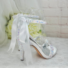 Load image into Gallery viewer, Crystal Sparkling Bridal Heels with Matching Clutch Bag
