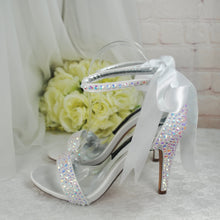 Load image into Gallery viewer, Crystal Sparkling Bridal Heels with Matching Clutch Bag
