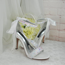 Load image into Gallery viewer, Crystal Sparkling Bridal Heels with Matching Clutch Bag
