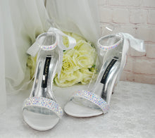 Load image into Gallery viewer, Crystal Sparkling Bridal Heels with Matching Clutch Bag
