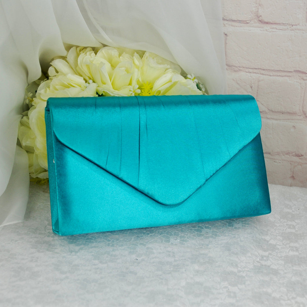 Teal Green Bride Satin Clutch Bag, Over 25 colours