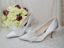 Load image into Gallery viewer, Wedding Shoe Clips, White Bow Clip Bridal Shoe, White Bows Handmade Clips For Bride. Custom Colour Structured Wedding Shoe Bows
