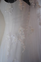 Load image into Gallery viewer, IN STOCK 3D Embroidered Floral and Pearl Wedding Veil, White Chapel Length Veil
