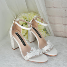 Load image into Gallery viewer, Block Heel Sandals with Lace Details UK6/US8.5
