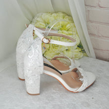 Load image into Gallery viewer, Block Heel Sandals with Lace Details UK6/US8.5
