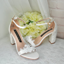 Load image into Gallery viewer, Block Heel Sandals with Lace Details UK6/US8.5
