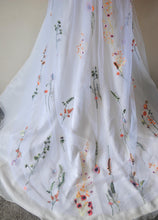 Load image into Gallery viewer, Beautiful cathedral white wedding veil bright embroidered flowers
