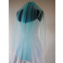 Load image into Gallery viewer, Handmade Bridal Veil | Vibrent Blue Soft Tulle Fingertip Veil 100cm with Comb
