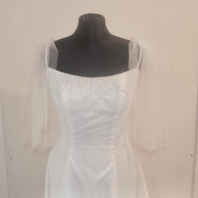 Load image into Gallery viewer, Removable sleeves, glitter detachable sleeves, white black light ivory bridal sleeves
