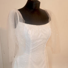 Load image into Gallery viewer, Removable sleeves, glitter detachable sleeves, white black light ivory bridal sleeves
