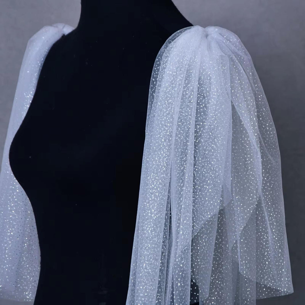 Removable sleeves, glitter detachable sleeves, white black light ivory bridal sleeves