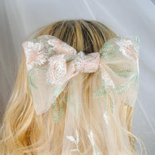 Load image into Gallery viewer, Wild Rose Embroidered Bridal Bow
