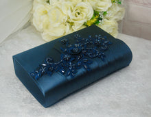 Load image into Gallery viewer, Navy Blue Satin Sandals Clutch Bag Fascinator Hat. UK4/US6.5
