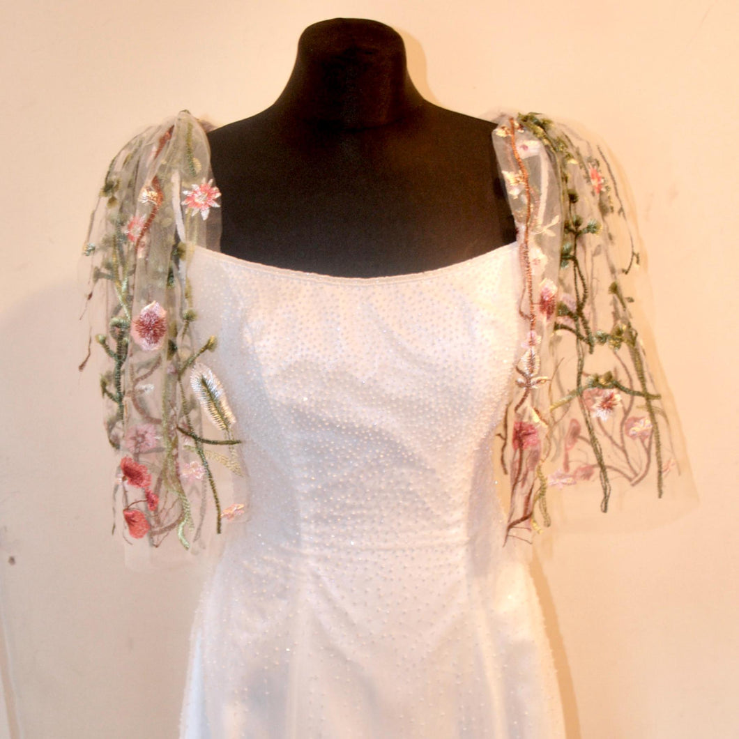 Removable sleeves, Embroidered Wild Flower detachable sleeves, Secret Garden Boho bridal sleeves