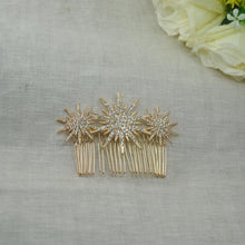 Load image into Gallery viewer, Celestial Star Bridal Hair Comb, Crystal Wedding Hair Accessory for Brides, Handmade Silver or Gold Slide
