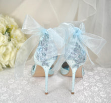 Load image into Gallery viewer, Light Blue Floral Beaded Heels Size UK8/US9.5
