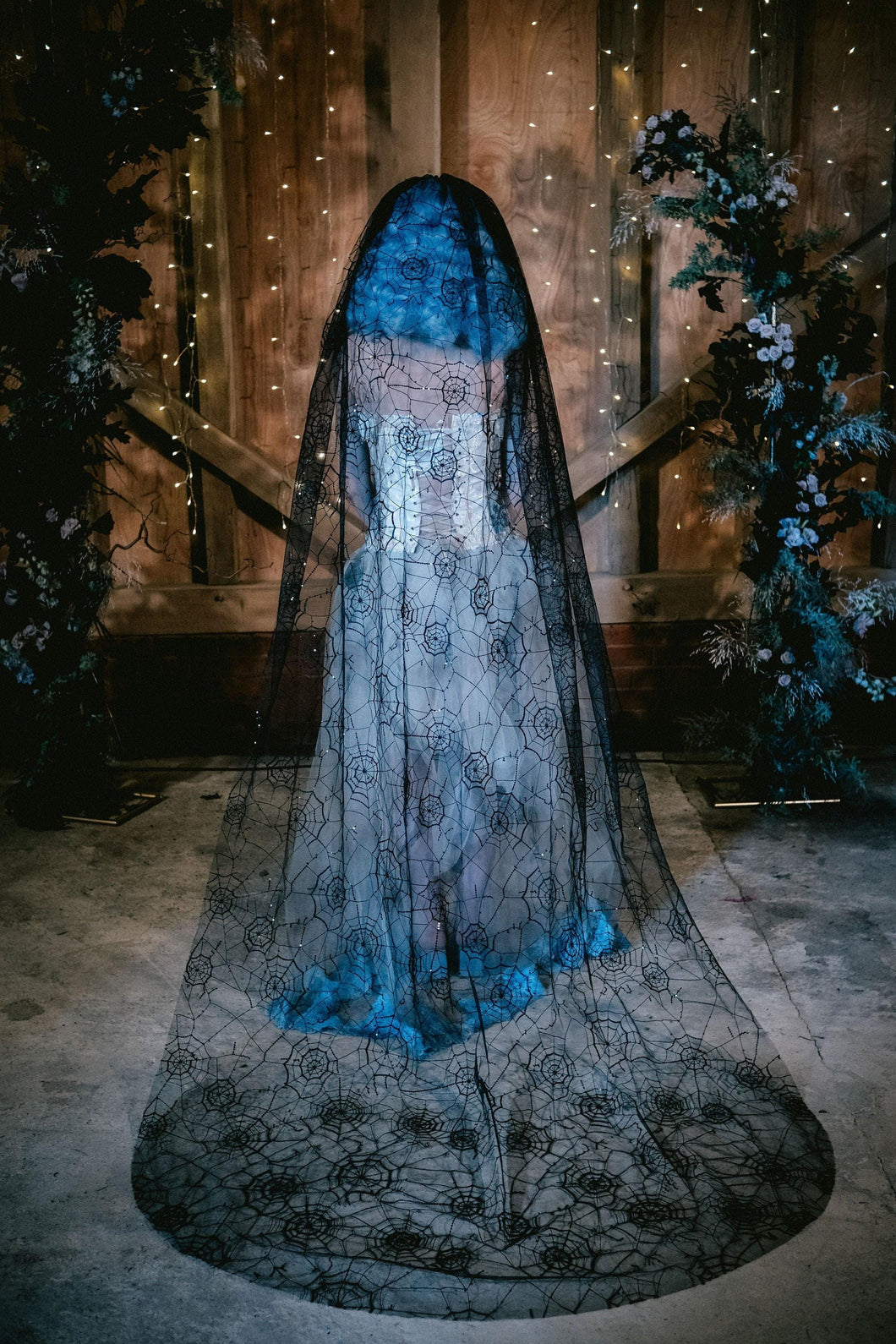 Black Spiderweb Veil, Halloween Wedding