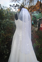 Load image into Gallery viewer, White Fingertip Length Luxury Beaded Bridal
